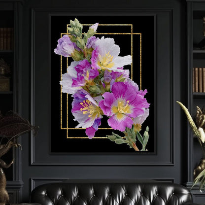 Golden Frame Petal Radiance Canvas Wall Art