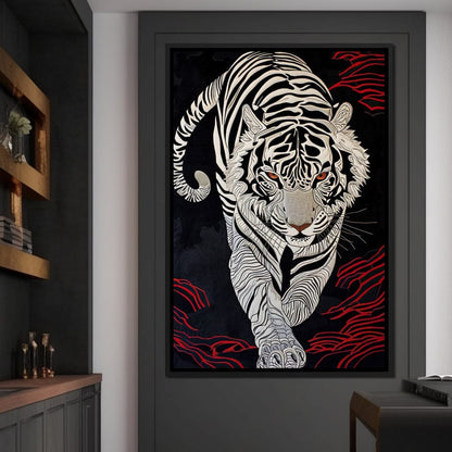 White Tiger of Shadows Canvas Wall Art