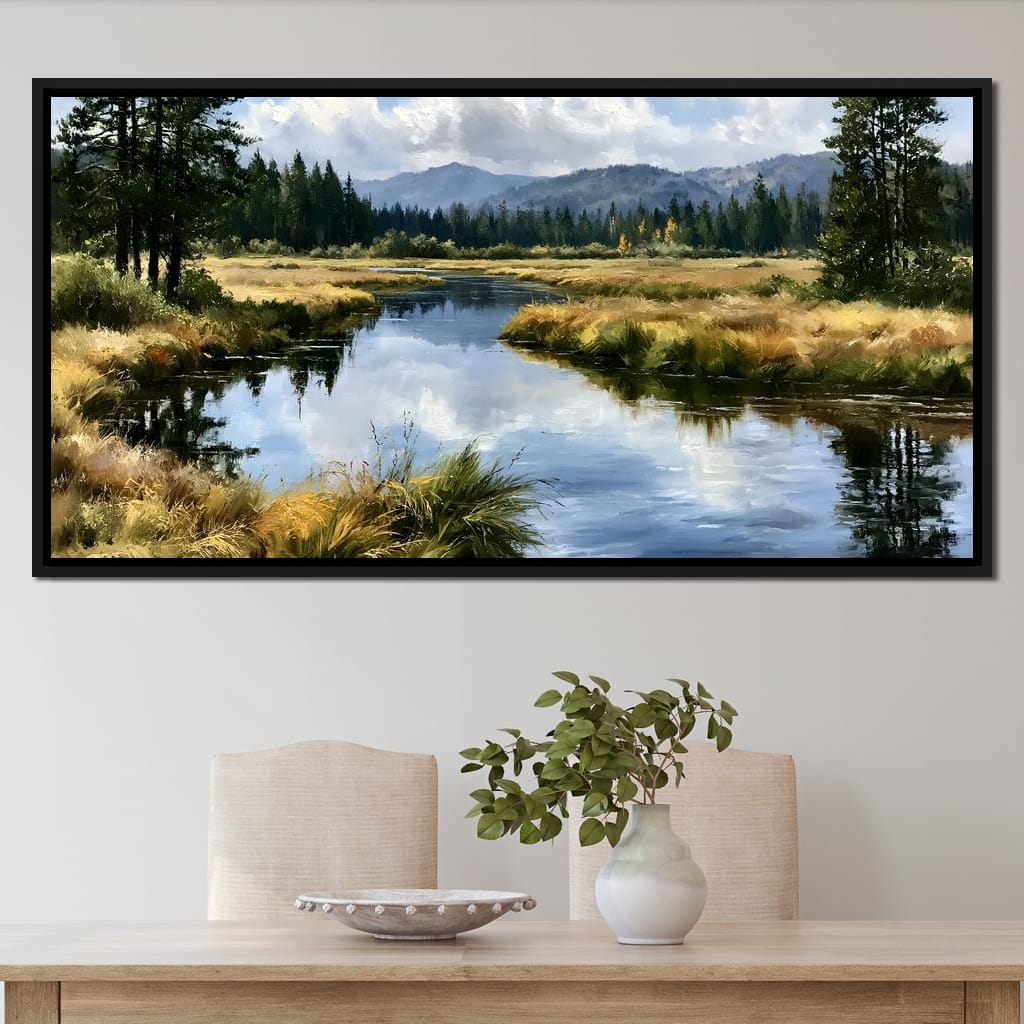 Silent Waters Reflecting Mountain Clouds Canvas Wall Art