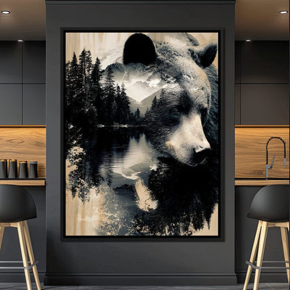 Wild Pines Bear Reflection Canvas Wall Art