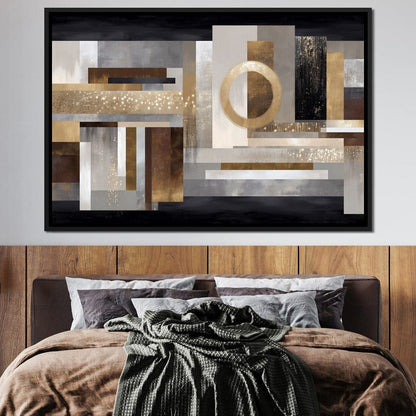 Gilded Geometry Nightfall Canvas Wall Art