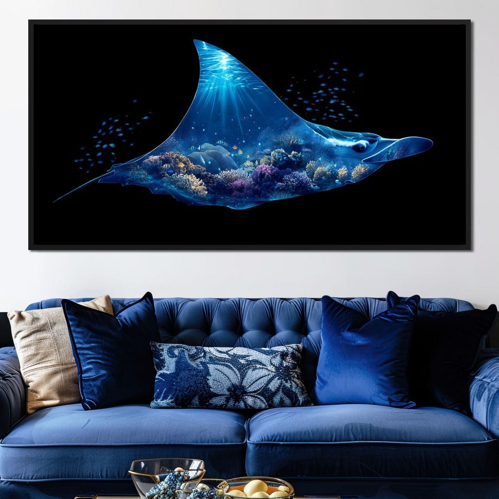 Ocean Manta Reef Lightfall Canvas Wall Art