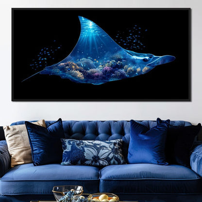 Ocean Manta Reef Lightfall Canvas Wall Art