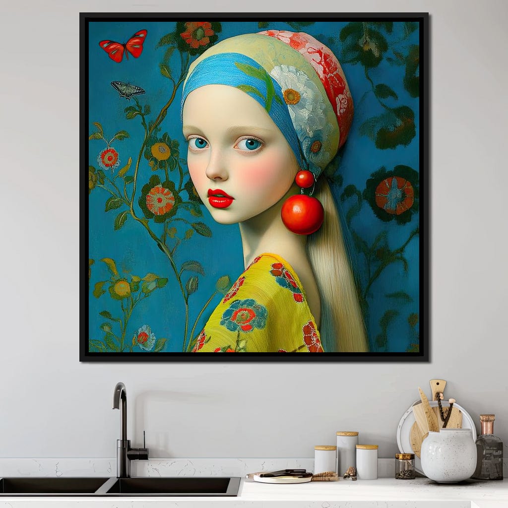 The Girl with the Scarlet Earring Canvas Wall Art