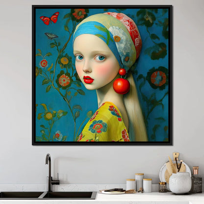The Girl with the Scarlet Earring Canvas Wall Art