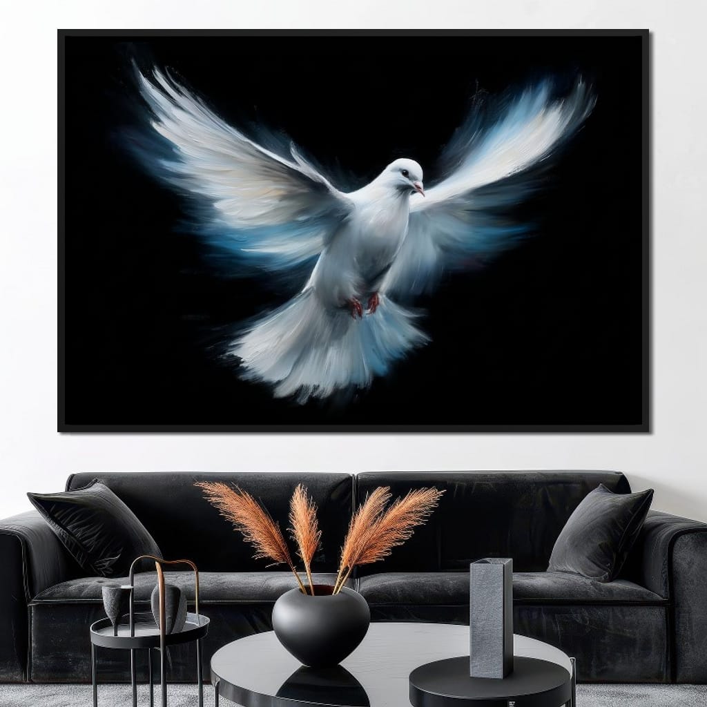 Ascending White Wing Motion Canvas Wall Art