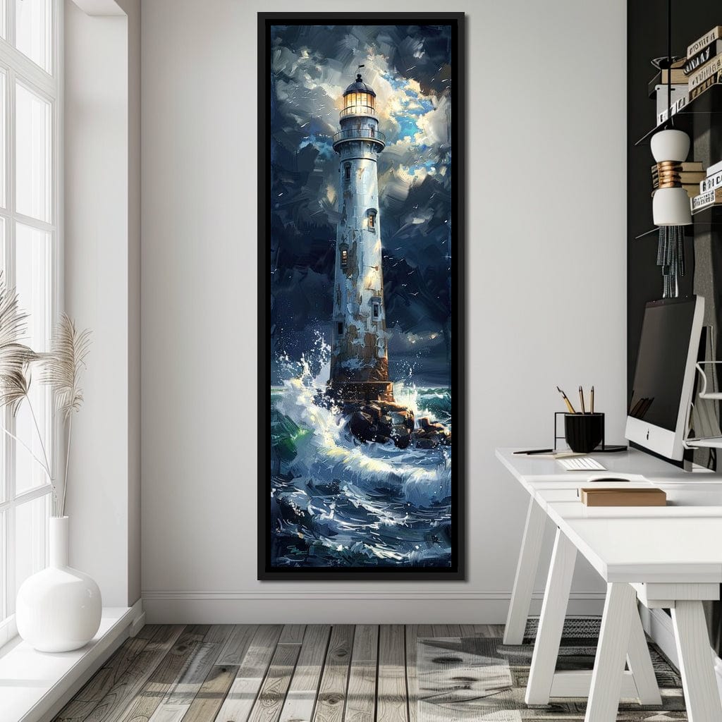 Lighthouse of Stormy Shores Canvas Wall Art