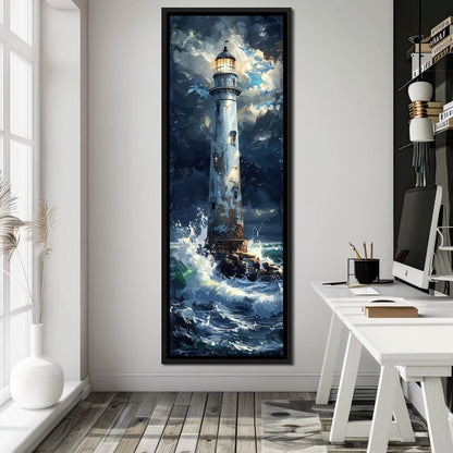 Lighthouse of Stormy Shores Canvas Wall Art