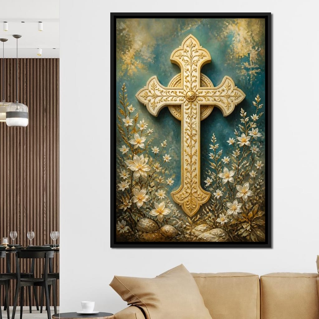 Gilded Petals Near The Relic Canvas Wall Art