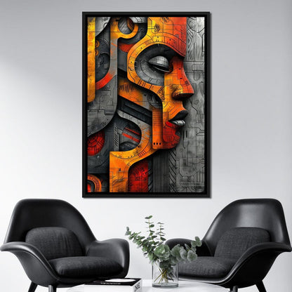 Metallic Face Labyrinth Illusion Canvas Wall Art