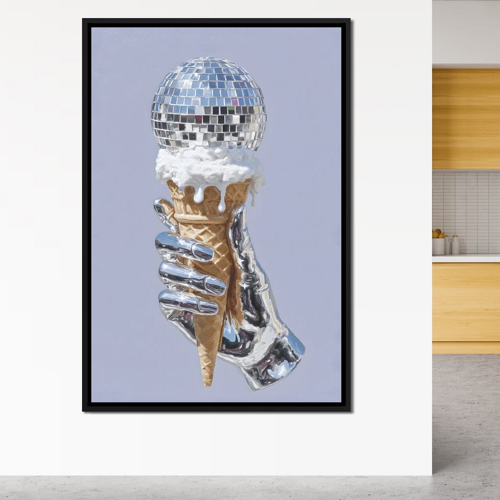 Chrome Hand Disco Ice Cream Dream Canvas Wall Art