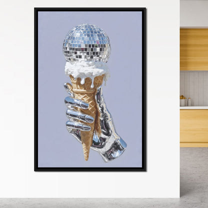 Chrome Hand Disco Ice Cream Dream Canvas Wall Art