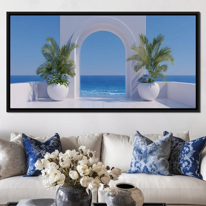 Sunlit Coastal Archway Escape Canvas Wall Art