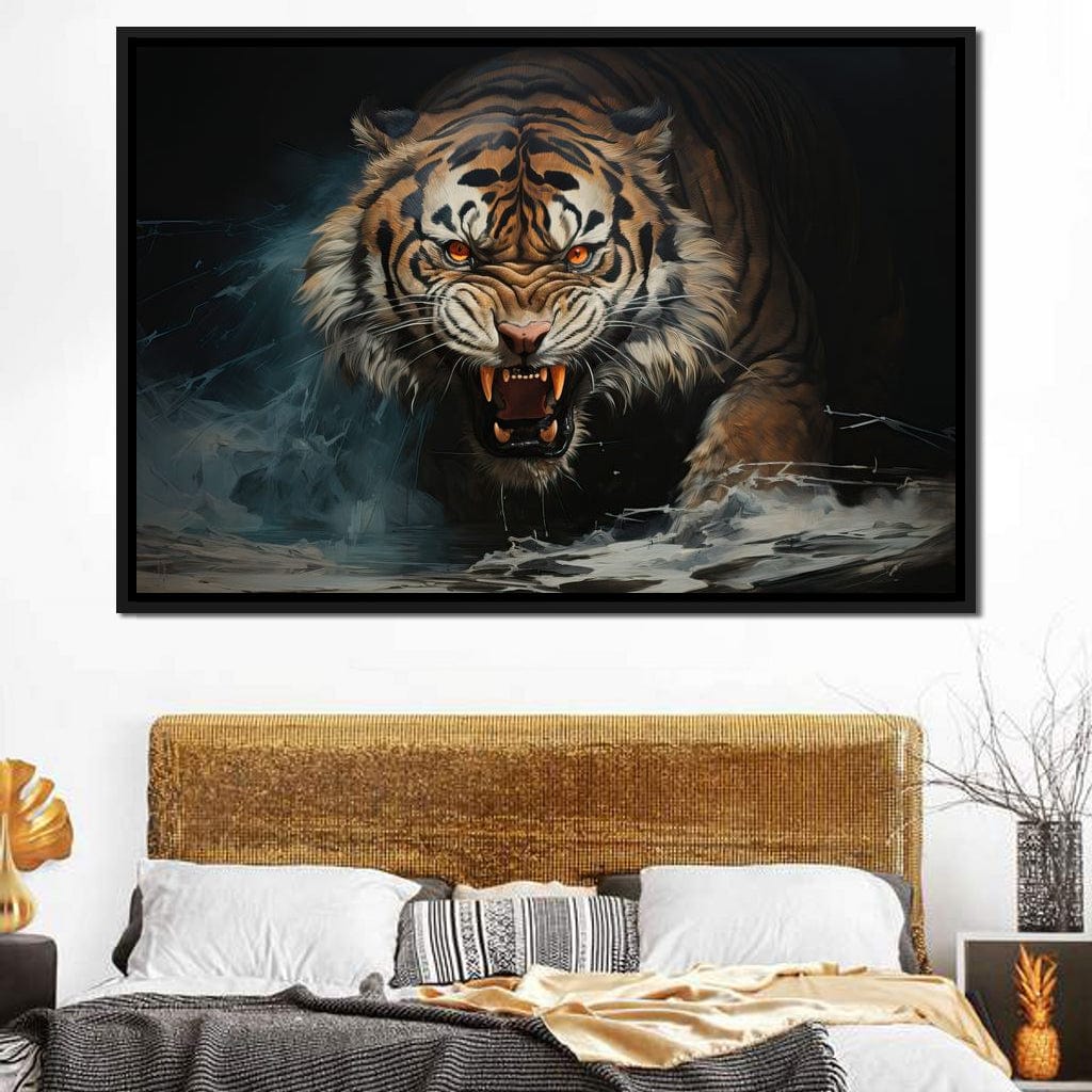 Angry Siberian Tiger Canvas Wall Art