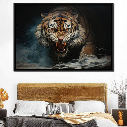 Angry Siberian Tiger Canvas Wall Art