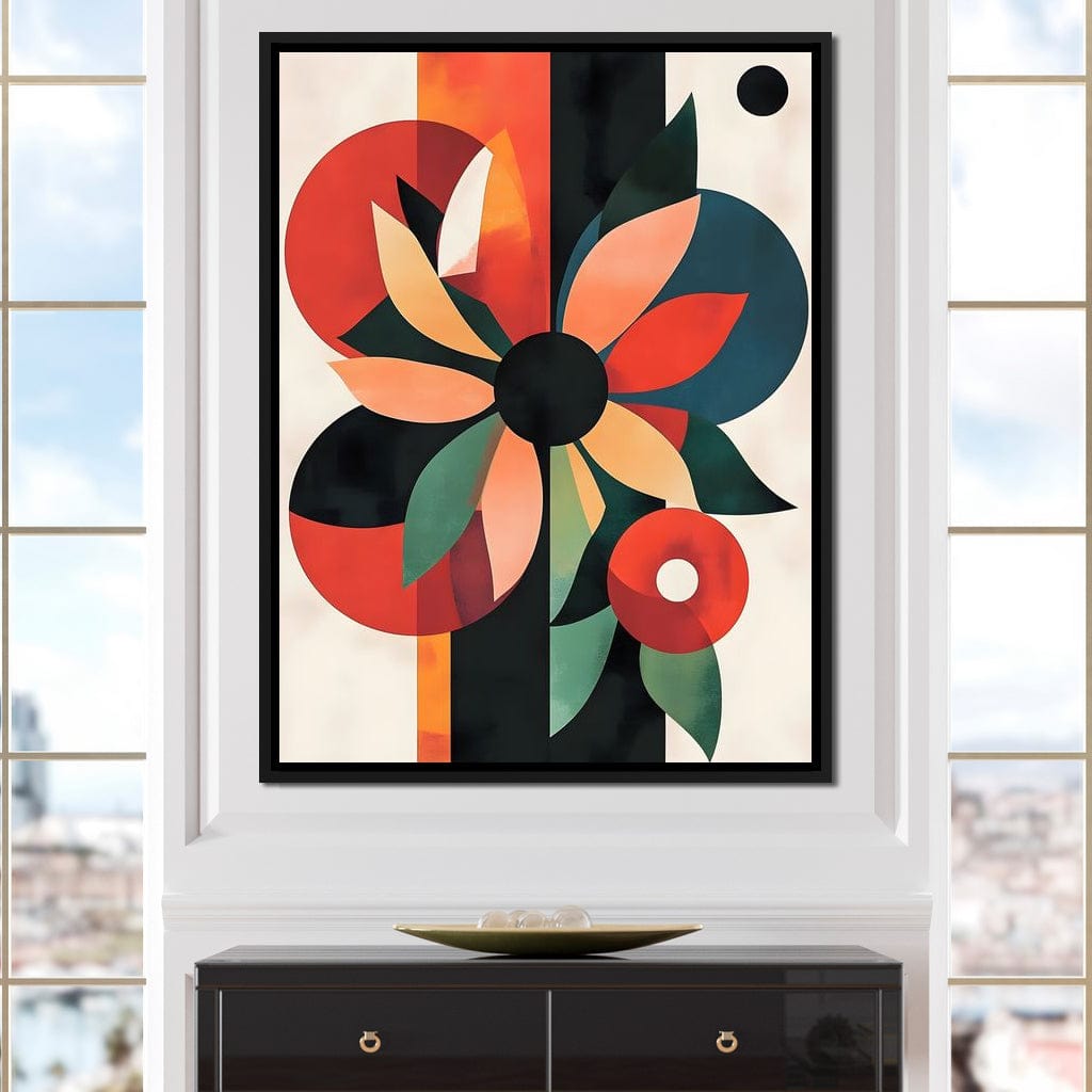 Abstract Floral Geometric Burst Canvas Wall Art