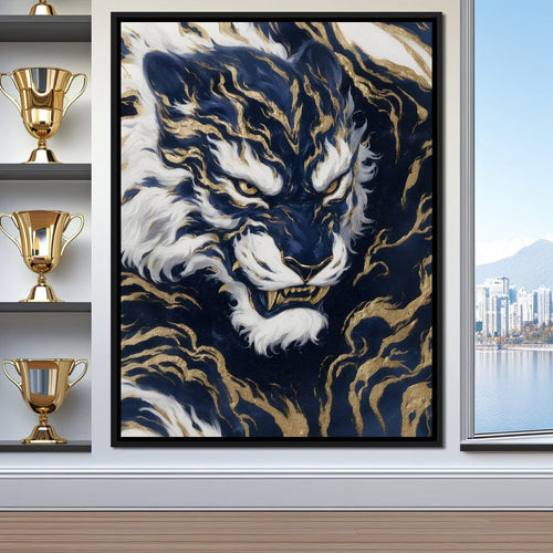 Majestic Midnight Gold Tiger Canvas Wall Art