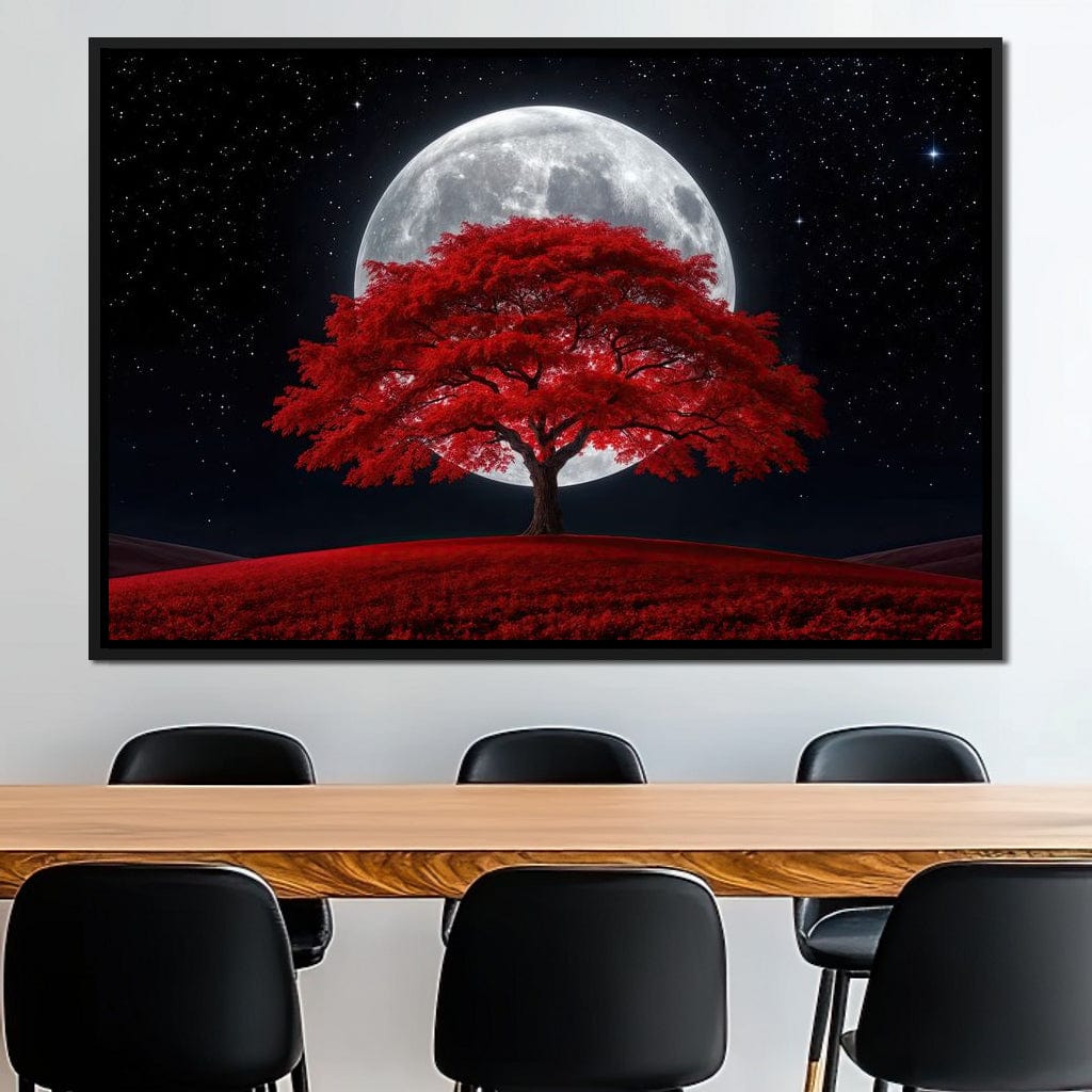 The Crimson Moon Tree Canvas Wall Art