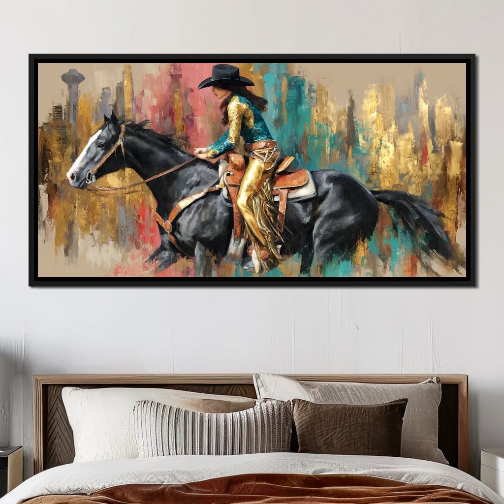 Galloping Western Gold Spirit Canvas Wall Art