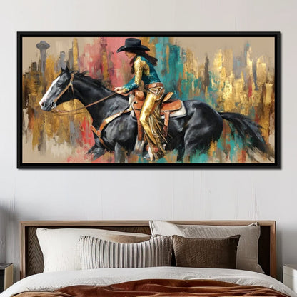 Galloping Western Gold Spirit Canvas Wall Art