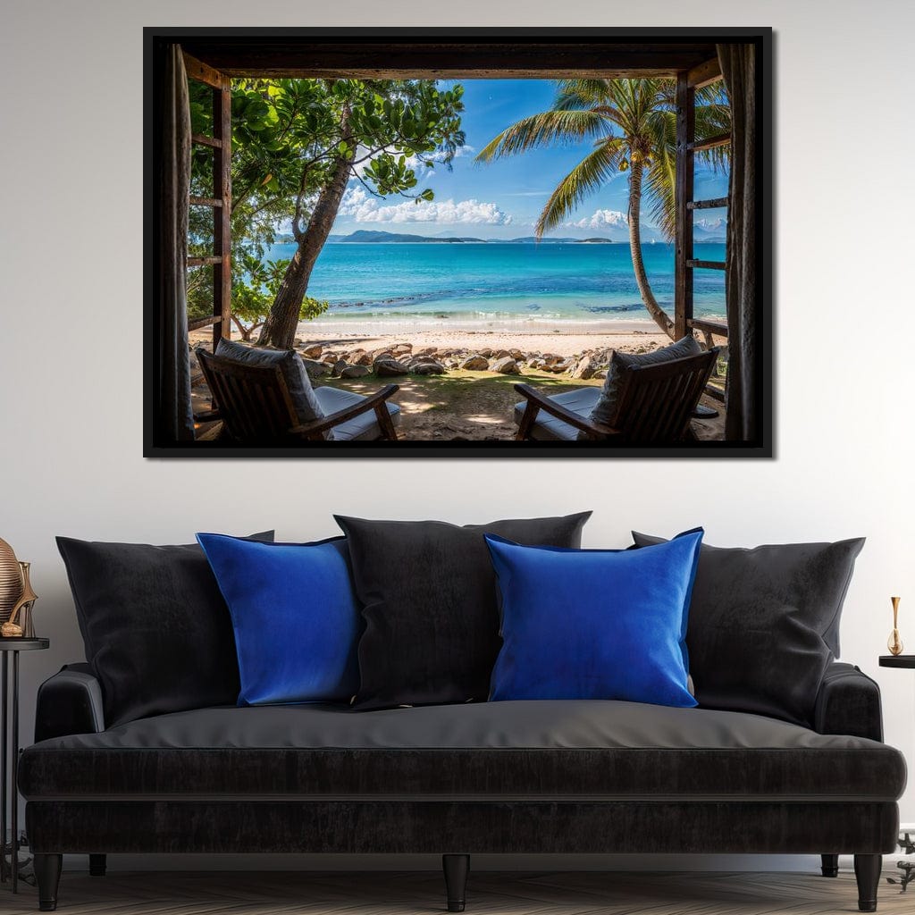 Tropical Serenity Window Canvas Wall Art