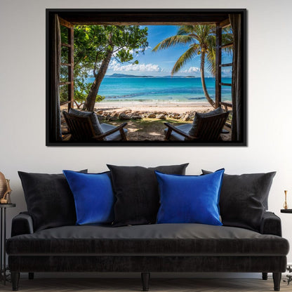 Tropical Serenity Window Canvas Wall Art