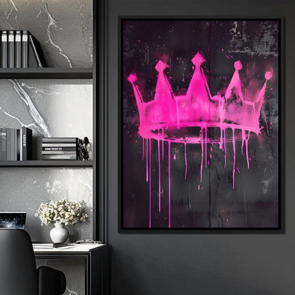 Pink Crown Graffiti Canvas Wall Art