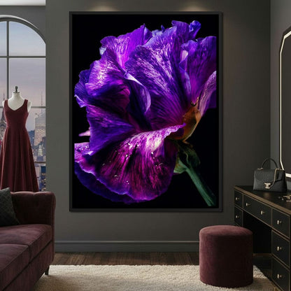 Violet Petal Radiance Macro Canvas Wall Art