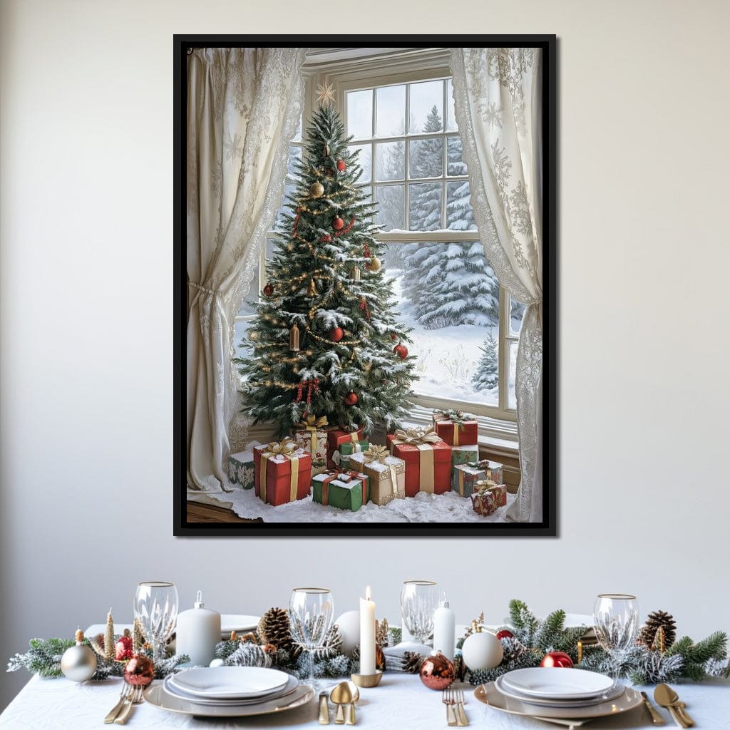 Christmas Tree by the Window Canvas Wall Art