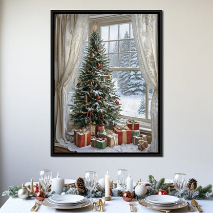 Christmas Tree by the Window Canvas Wall Art