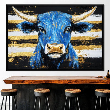 Bull Cobalt Resilience Canvas Wall Art