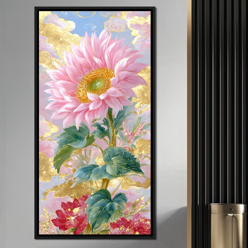 Golden Petal Reverie Blooming Canvas Wall Art
