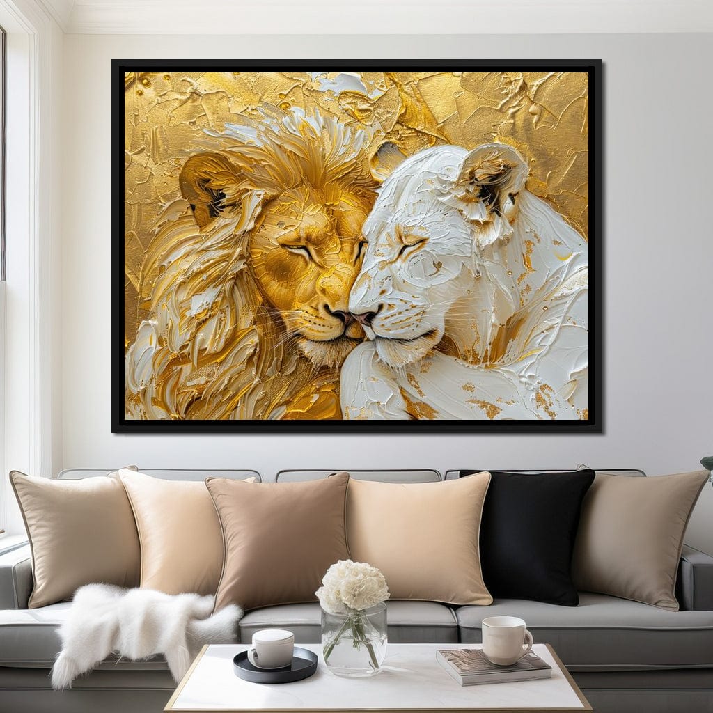 Golden Solitude and Ivory Peace Canvas Wall Art