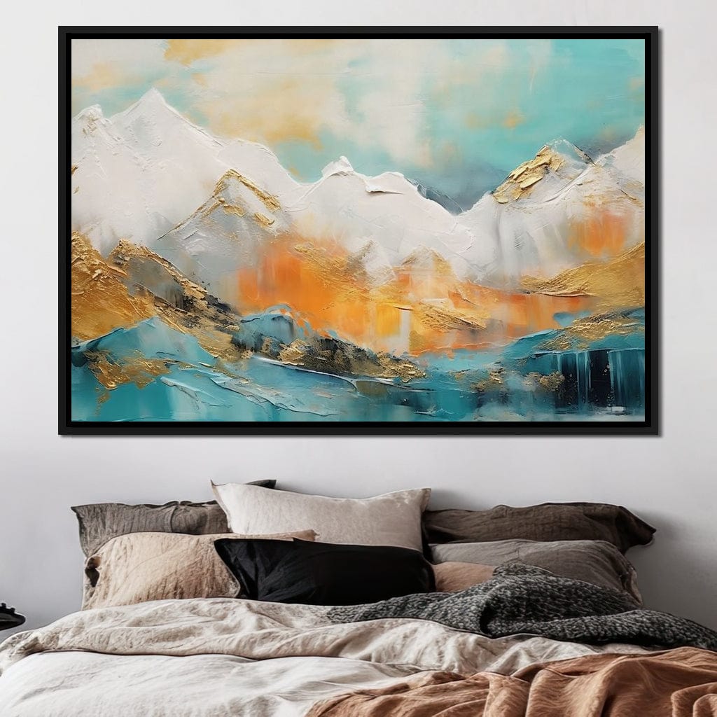 Golden Peaks Dawn Mountain Escape Canvas Wall Art