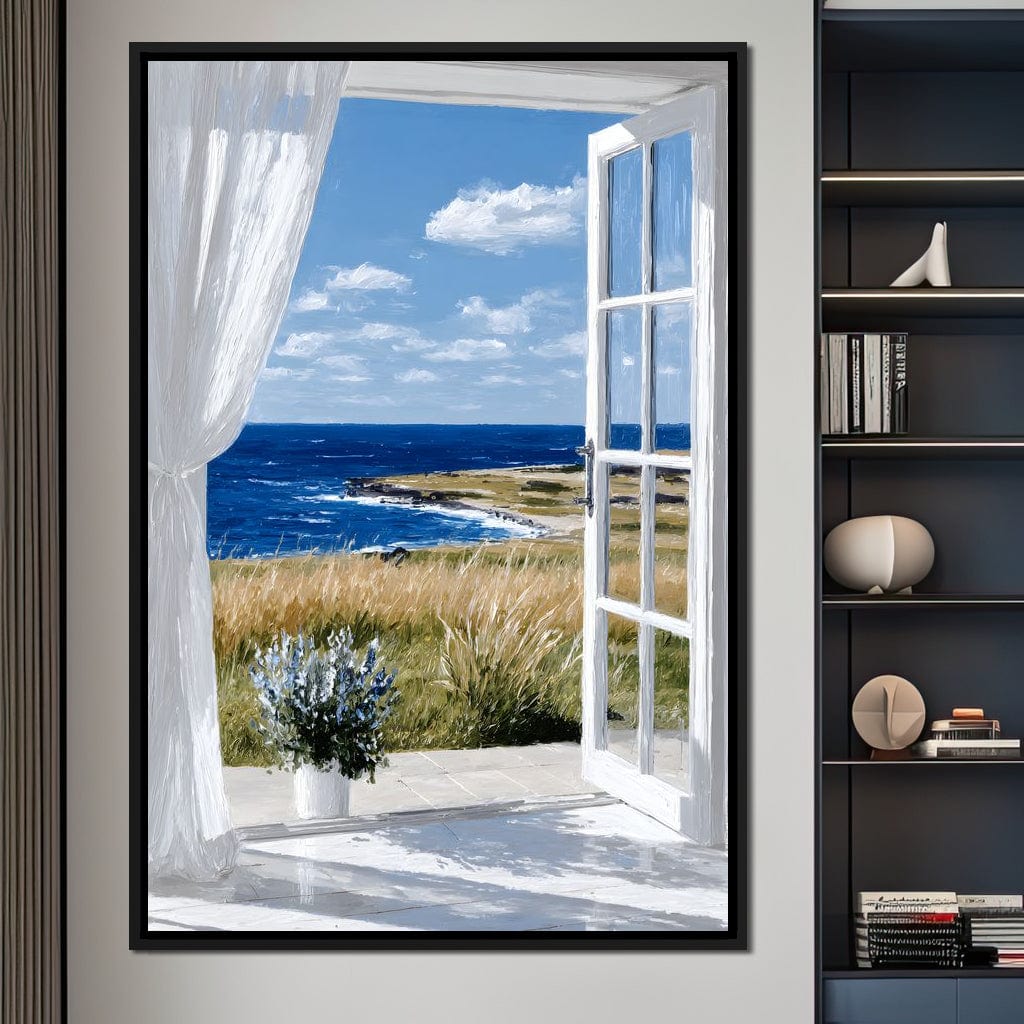 Ocean Breeze Through Open Window Canvas Wall Art
