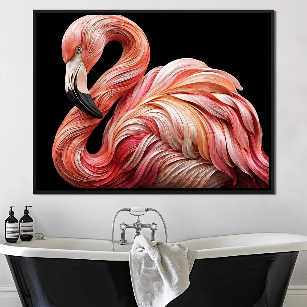 Silk Strand Flamingo Curve Canvas Wall Art