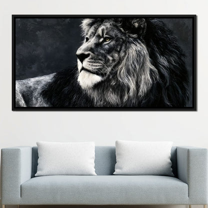 Somber Lion Canvas Wall Art