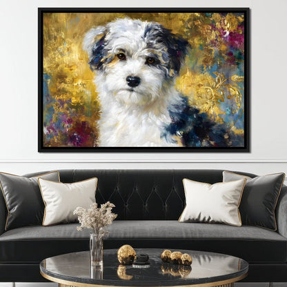 Golden Garden Puppy Canvas Wall Art