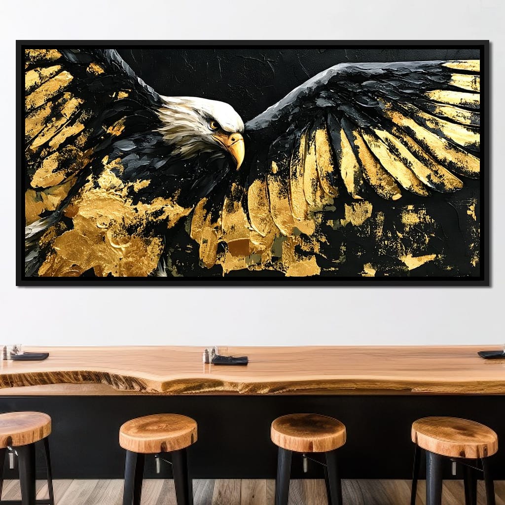 American Eagle in Gold & Black Canvas Wall Art