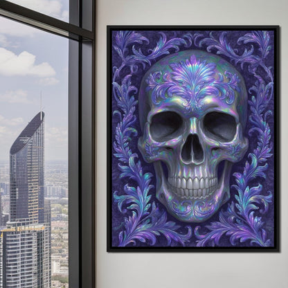Prismatic Skull Baroque Flourish Canvas Wall Art