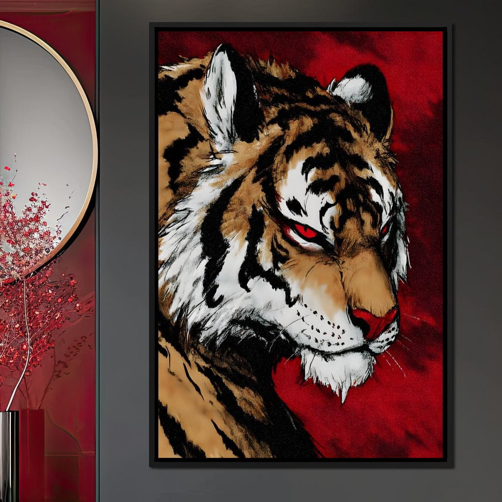 Fierce Tiger Blood Moon Roar Canvas Wall Art