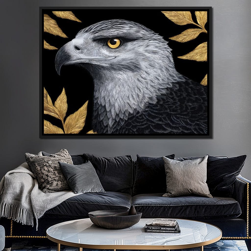 Majestic Sentinel Golden Leaves Canvas Wall Art