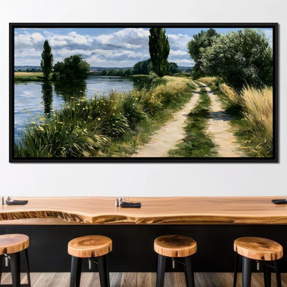 Walking Towards The Summer Riverbank Canvas Wall Art