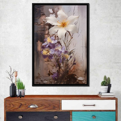 Fleeting Bloom in Grisaille Canvas Wall Art