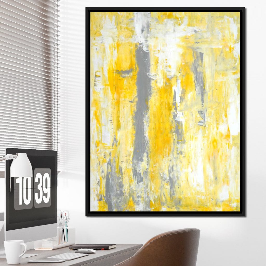 Grey & Yellow Abstract Art Painting Canvas Wall Art