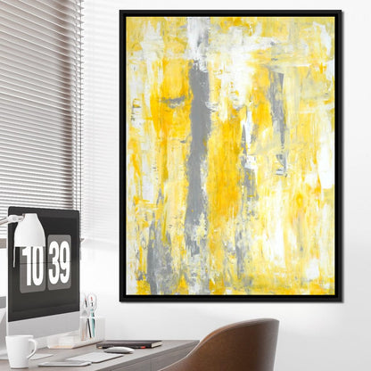 Grey & Yellow Abstract Art Painting Canvas Wall Art