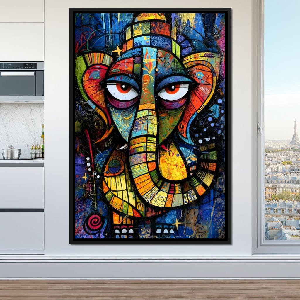 Prismatic Ganesha Portrait Canvas Wall Art