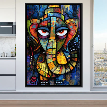 Prismatic Ganesha Portrait Canvas Wall Art