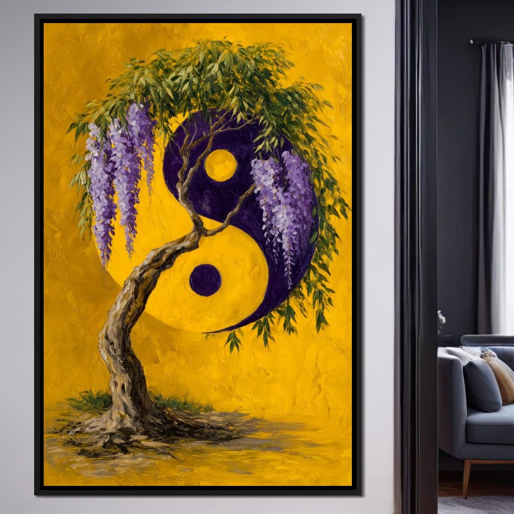 Wisteria Yin Yang Tree Zen Canvas Wall Art