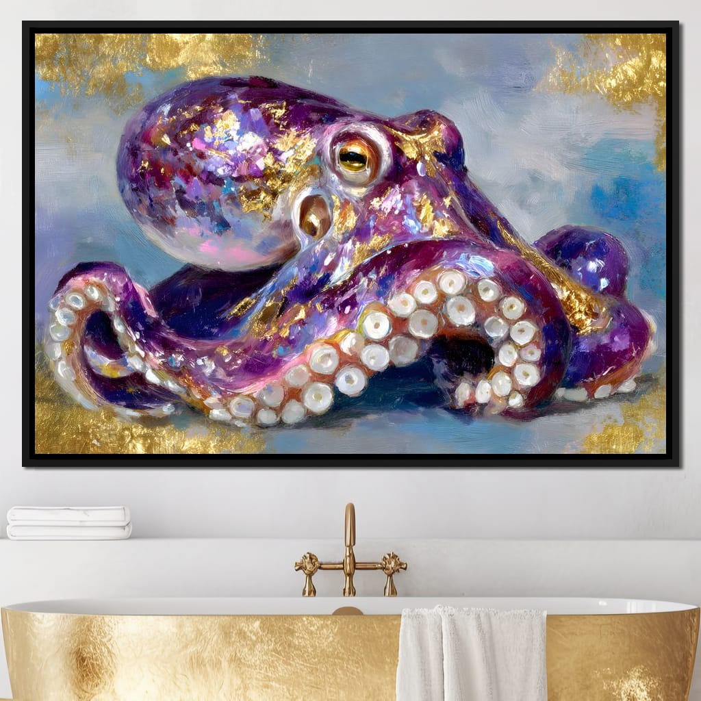 Gilded Violet Octopus Dream Canvas Wall Art